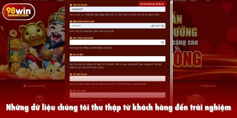 Những dữ liệu chúng tôi thu thập từ khách hàng đến trải nghiệm