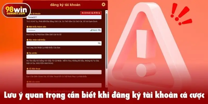 Lưu ý quan trọng cần biết khi đăng ký tài khoản cá cược