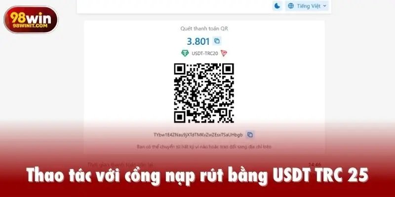 Thao tác với cổng nạp rút bằng USDT TRC 25